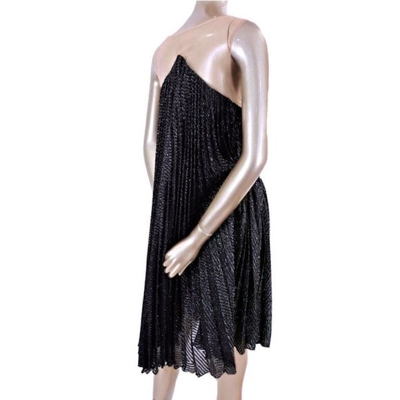 NWT Maria Lucia Hohan Limited Series Knife Pleated Metallic Party Dress - Picture 7 of 16